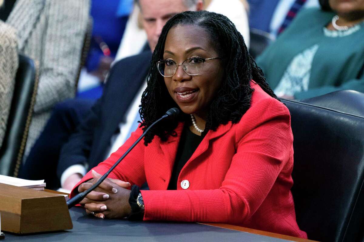 Supreme Court nominee Ketanji Brown Jackson speaks during the second day of her confirmation hearing, Tuesday, March 22, 2022, to the Senate Judiciary Committee on Capitol Hill in Washington.