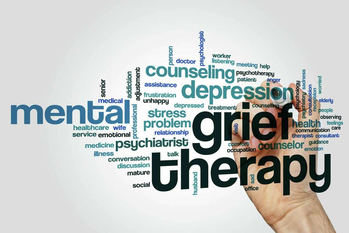 Grief therapy word cloud concept.