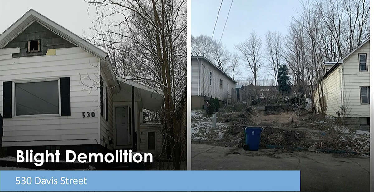 Two key blighted structures were demolished last year: 1018 High St. and 530 Davis St. The 530 Davis Street house involved months of police working with the owners for permitting and other steps after it had been uninsured and damaged by a fire several years ago.