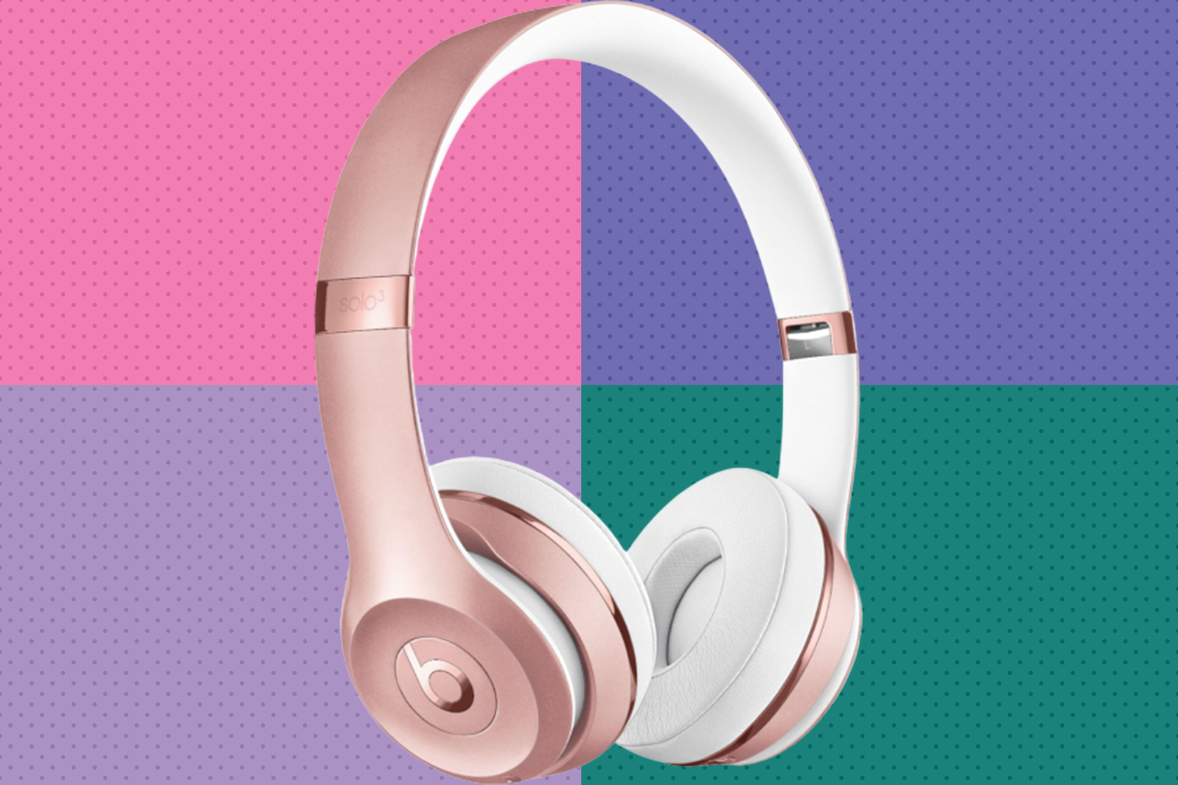 a pair of rose gold Beats Solo 3 wireless headphones