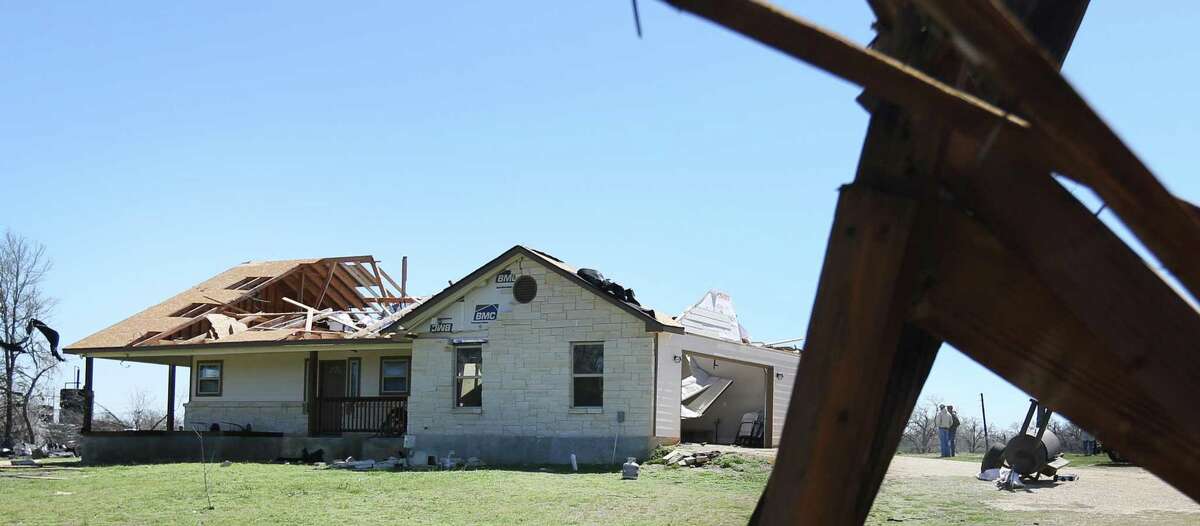 Ronny Holcomb’s home — seen Tuesday, March 22, 2022 — sustained damage when what was thought to be a tornado hit the Kingsbury-area in Guadalupe County east of Seguin on Monday.