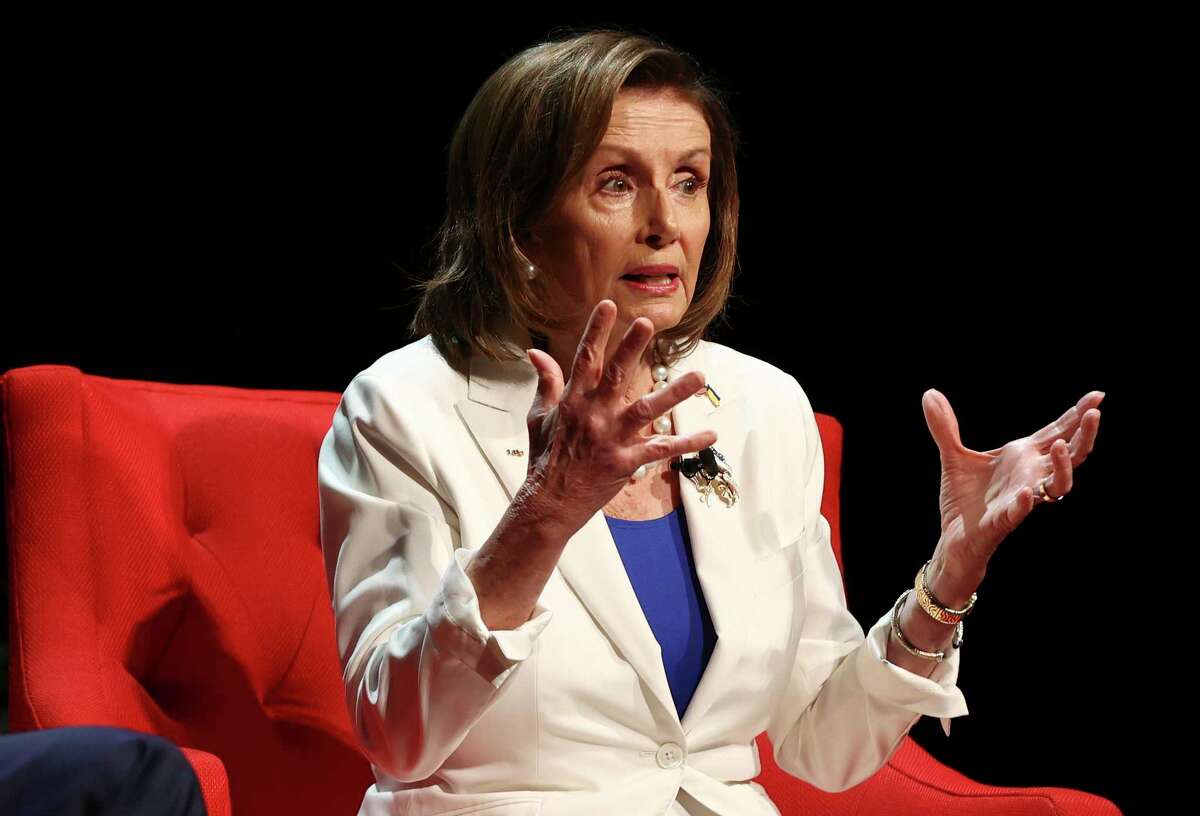 House Speaker Nancy Pelosi (D-Calif.) speaks to an audience during a visit to Austin and the LBJ Presidential Library on Tuesday, Mar. 22, 2022. Speaker Pelosi discussed voting rights among other topics of the day.