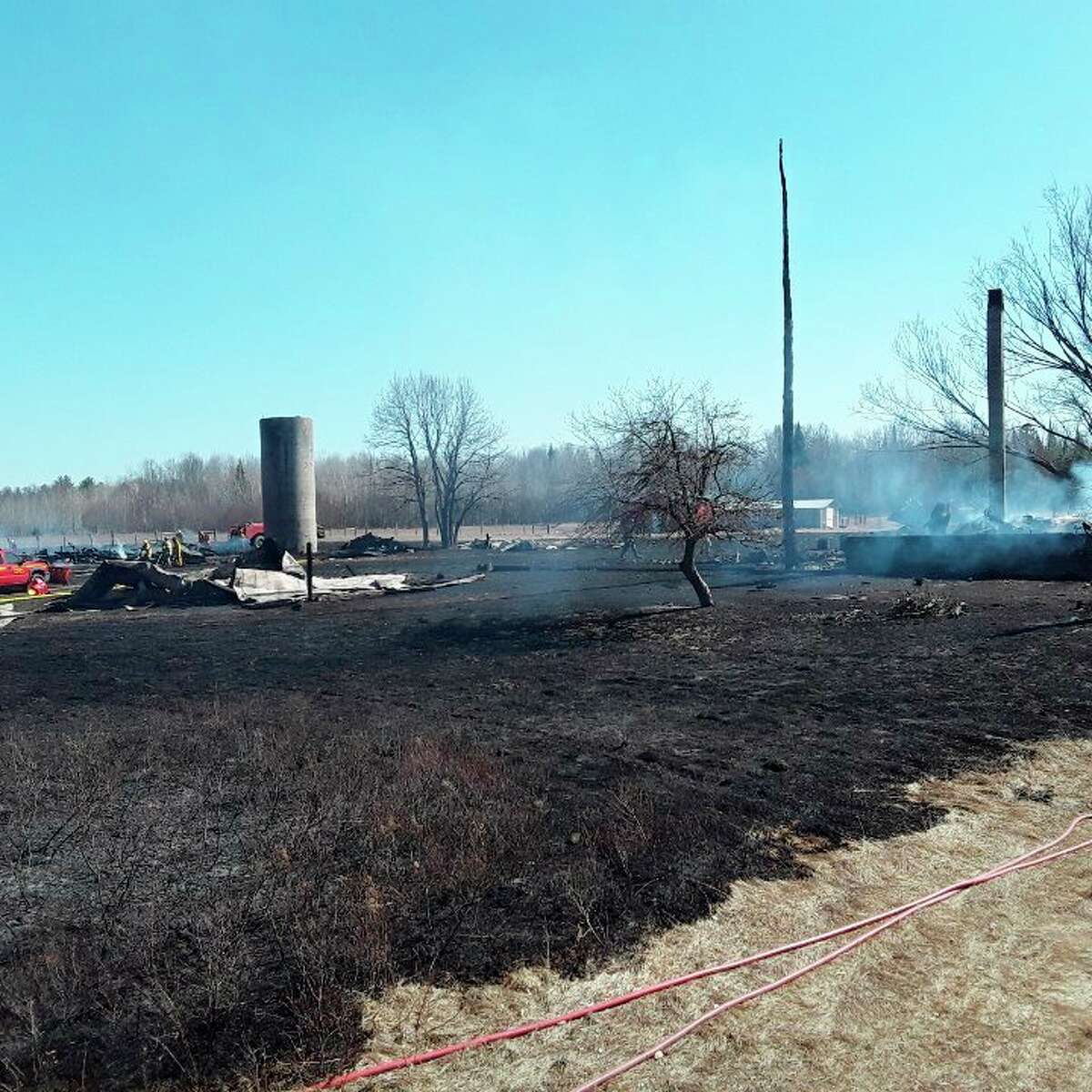 What started out as a grass fire ended in the loss of a farmhouse, two barns and several other structures on Dorothy Road southeast of Wellston on March 20, 2021. Seven fire agencies responded to the fire.