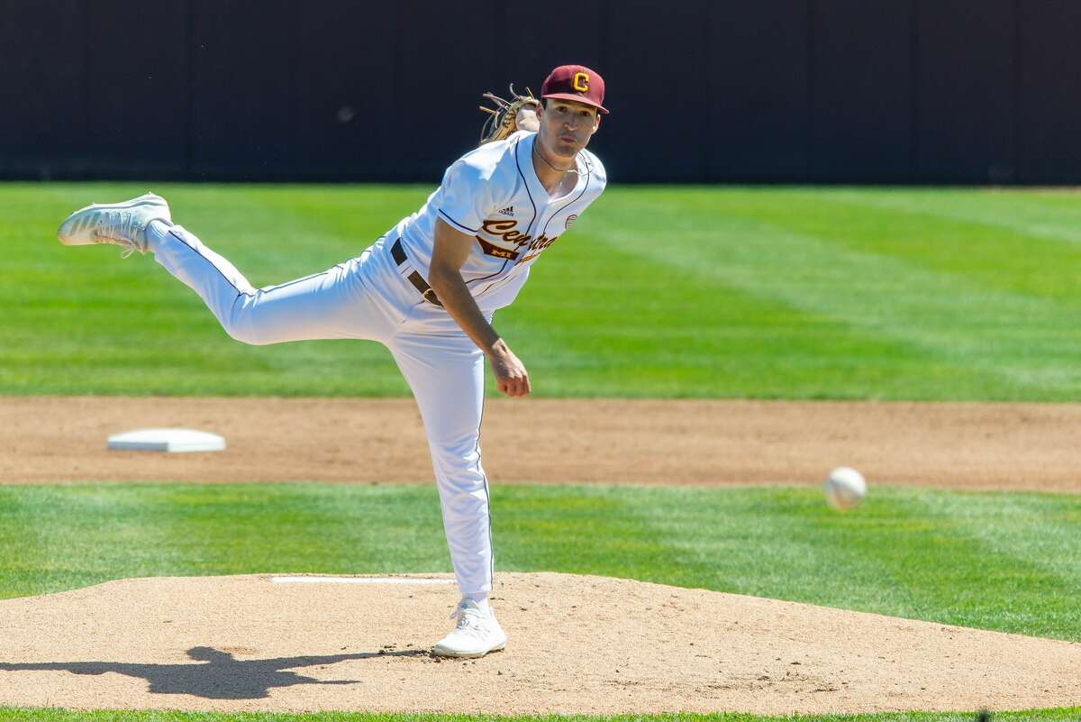 Midland High alum Jordan Patty pitches for Central Michigan University in this undated photo.