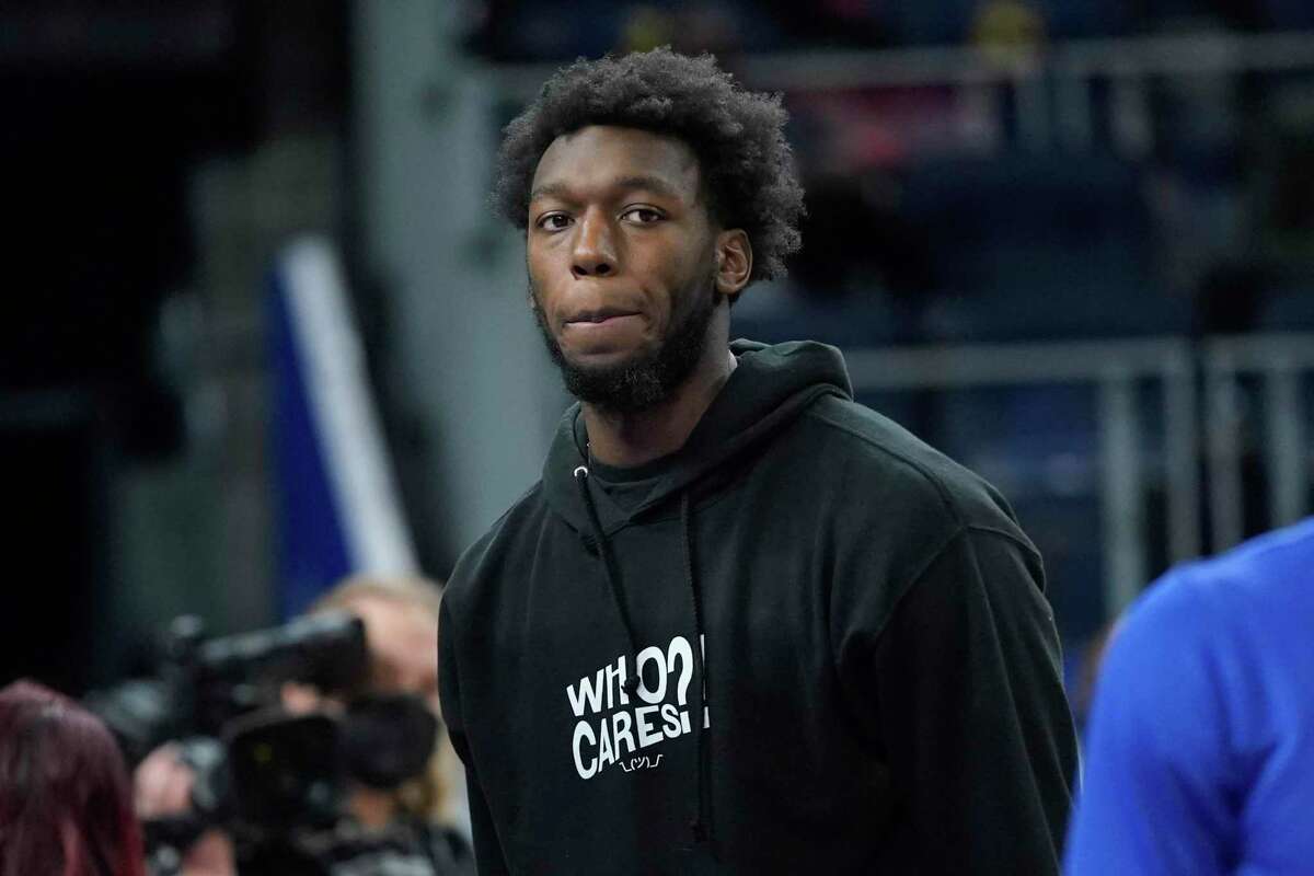 Golden State Warriors' James Wiseman before an NBA basketball game against the Boston Celtics in San Francisco, Wednesday, March 16, 2022. (AP Photo/Jeff Chiu)