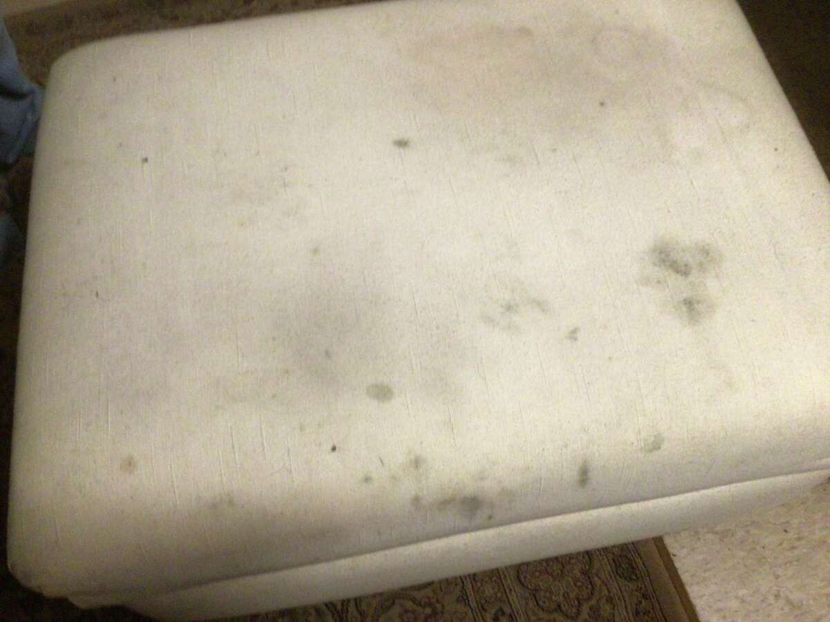 A photo provided by James Gallant, a resident low income elderly and disabled Wangum Village housing complex in North Canaan, shows the appearance of mold on his furniture.