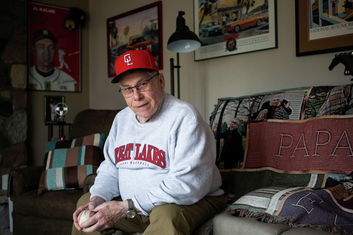 Richard Lebsack, a Great Lakes Loons season ticket holder for all 15 seasons that the team has existed, poses for a portrait at his home in Midland.