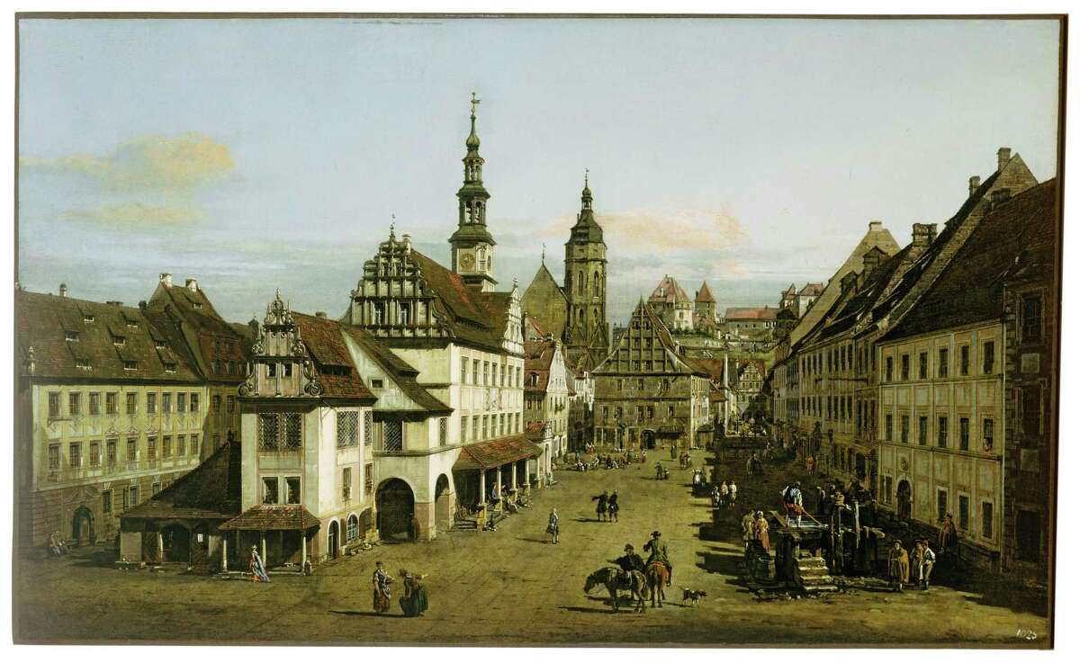 The urban landscape painting, “The Marketplace at Pirna,” circa 1764, was given as a gift to the Museum Fine Arts, Houston in 1961. Three family members in Chile say the Nazis obtained the painting under duress from their Jewish grandfather and it should be their property. A federal judge in Houston will weigh in soon.