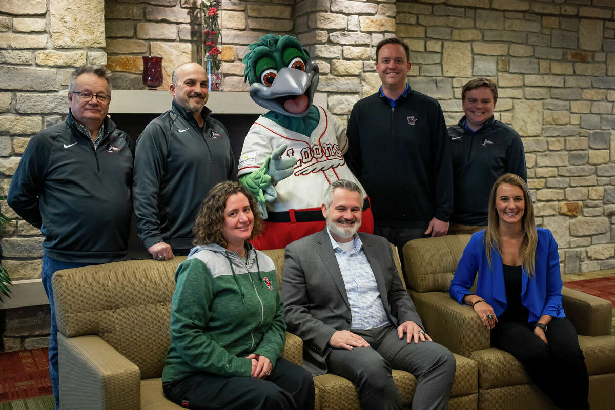 Back row, from left: Dan Straley, David Gomola, Lou E. Loon, Eric Ramseyer and Tyler Kring. Front row, from left: Andrea Noonan, Chris Mundhenk and Tiffany Wardynski. All of the staffers pictured have worked with the Great Lakes Loons for over 10 years.