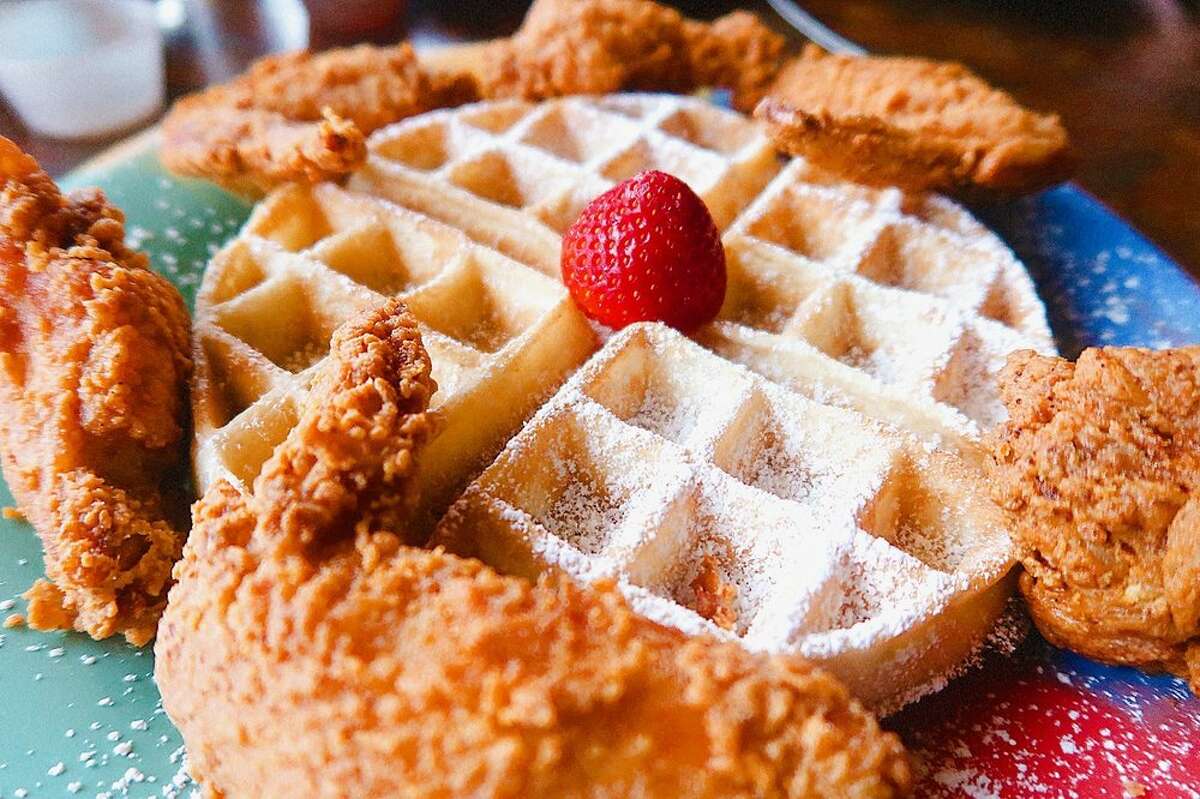Chicken and waffles is a signature dish at the Breakfast Klub.