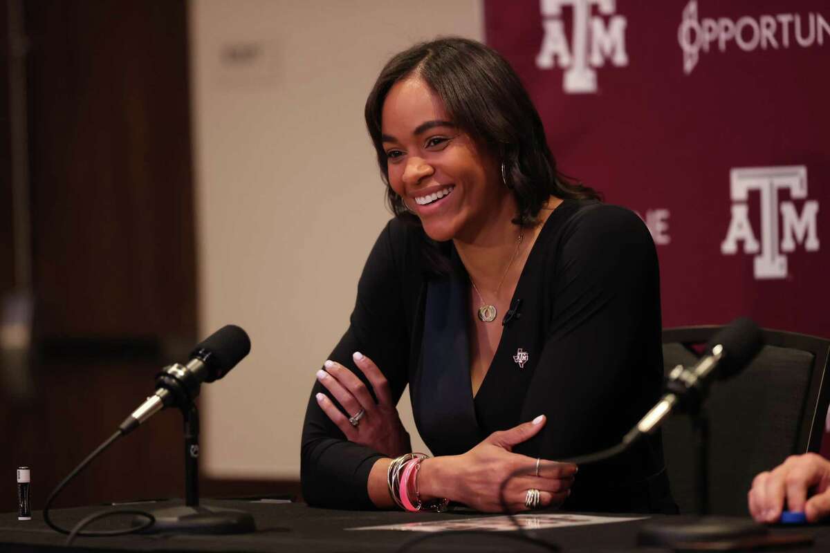 Joni Taylor is introduced as the Texas A&M women's basketball coach on Thursday March 24, 2022.