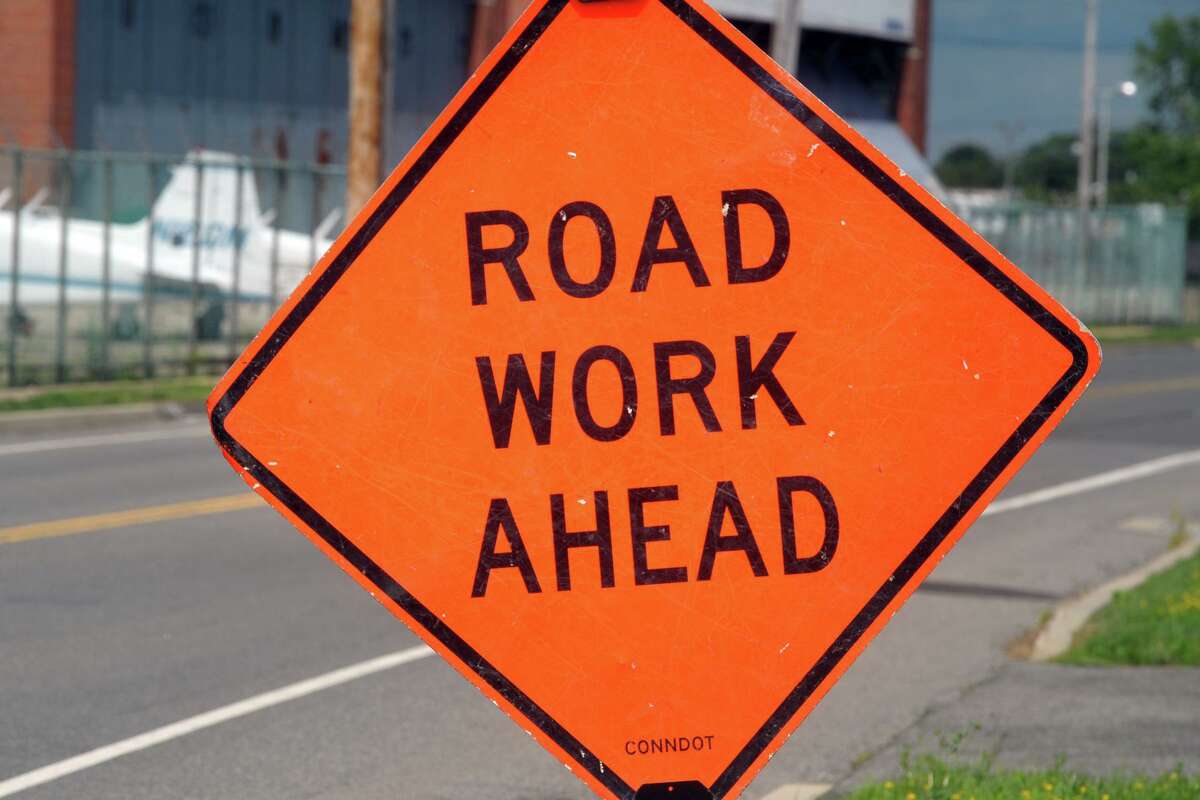 File photo, a road work sign in Stratford, Conn.