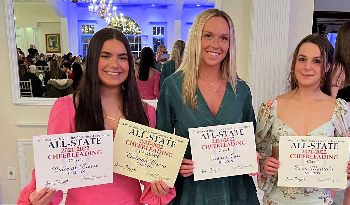 Shelton high cheerleaders Maura Carr, Siena Mattiolo and Caileigh Cisero were honored by the Connecticut High School Coaches Association for making the All -State team for Class L. Cisero was also honored for making the All-Academic team.
