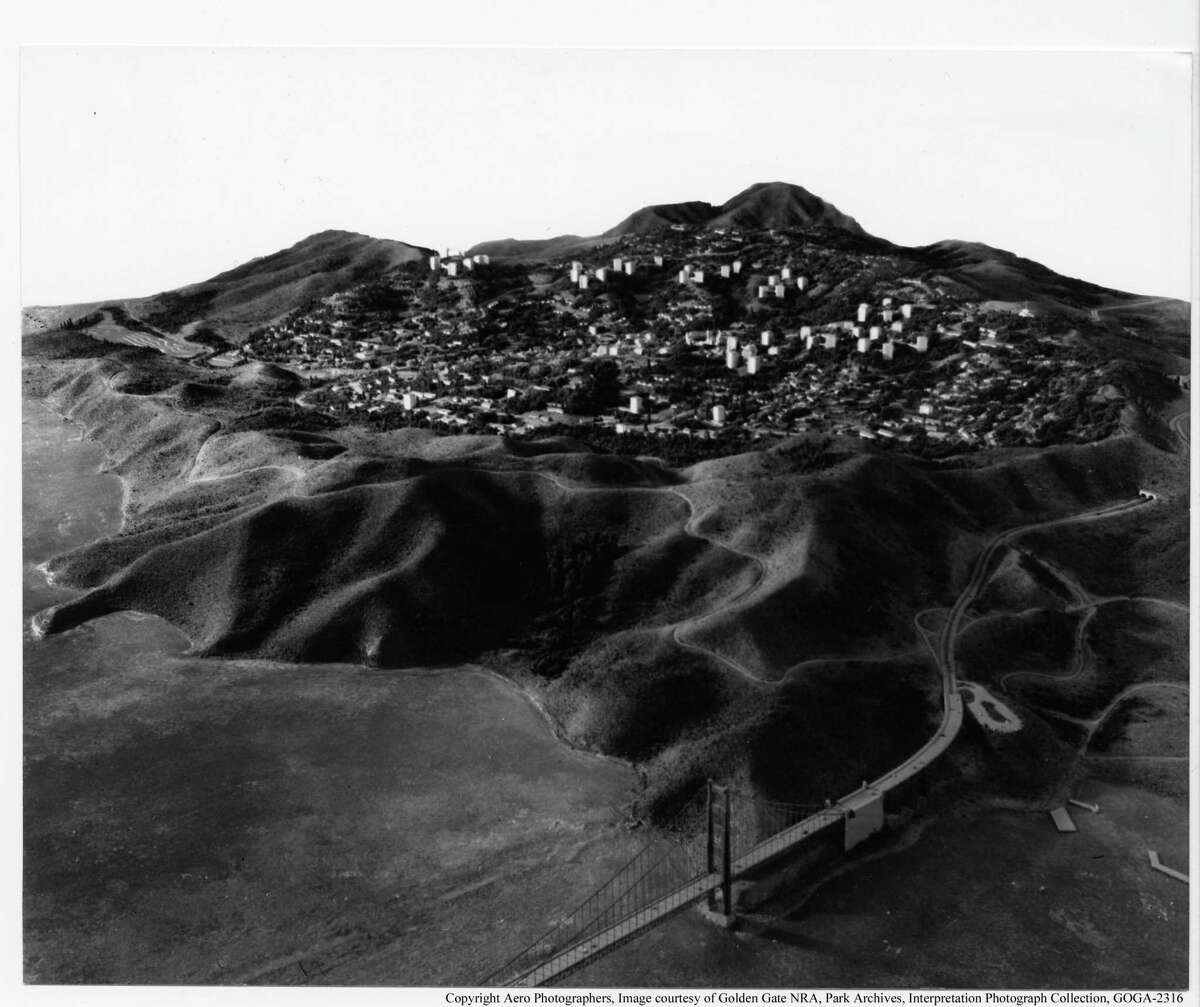 Rendering of Marincello, a major development plan that was rejected in the 1960s to become part of the Golden Gate National Recreation Area.
