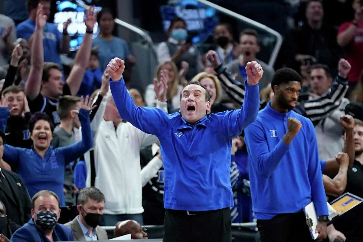 Duke and head coach Mike Krzyzewski take on Arkansas in the West Region final at Chase Center at 5:45 p.m. Saturday (TBS/104.5, 680).