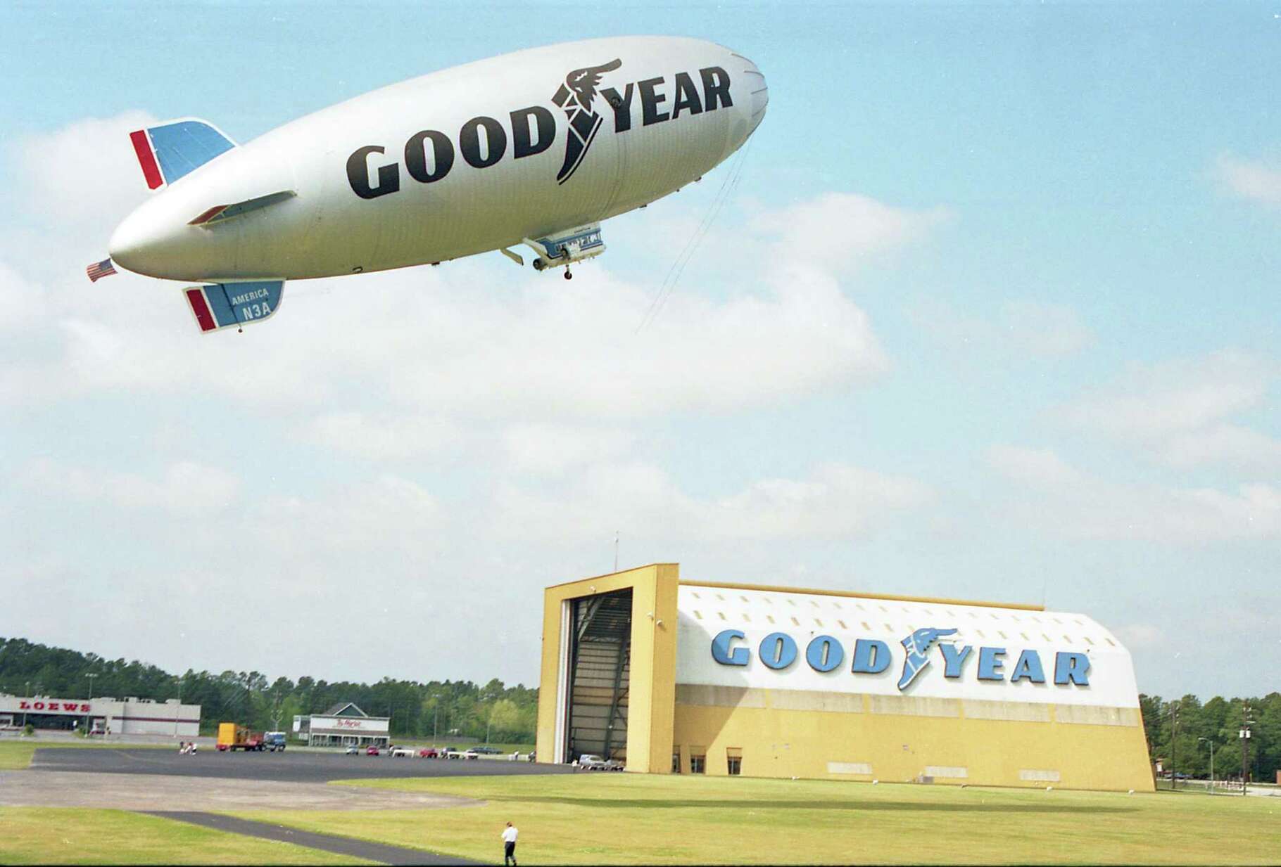 Goodyear blimp at its Spring base, March 25, 1992.