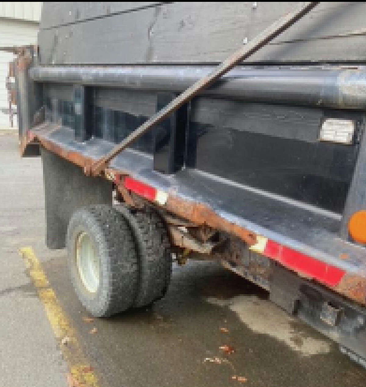 This rusty plow truck is one of five used by the Shenendehowa Central School District. The trucks are so old that the district can only find replacement parts in junkyards.