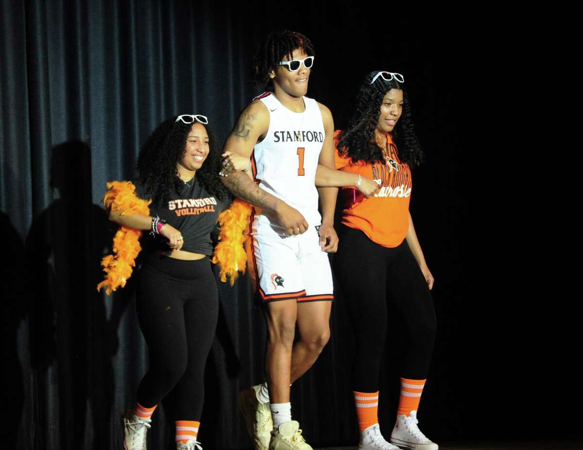 Stamford High School juniors model SHS Spirit Wear fashion during the school's 34th annual
