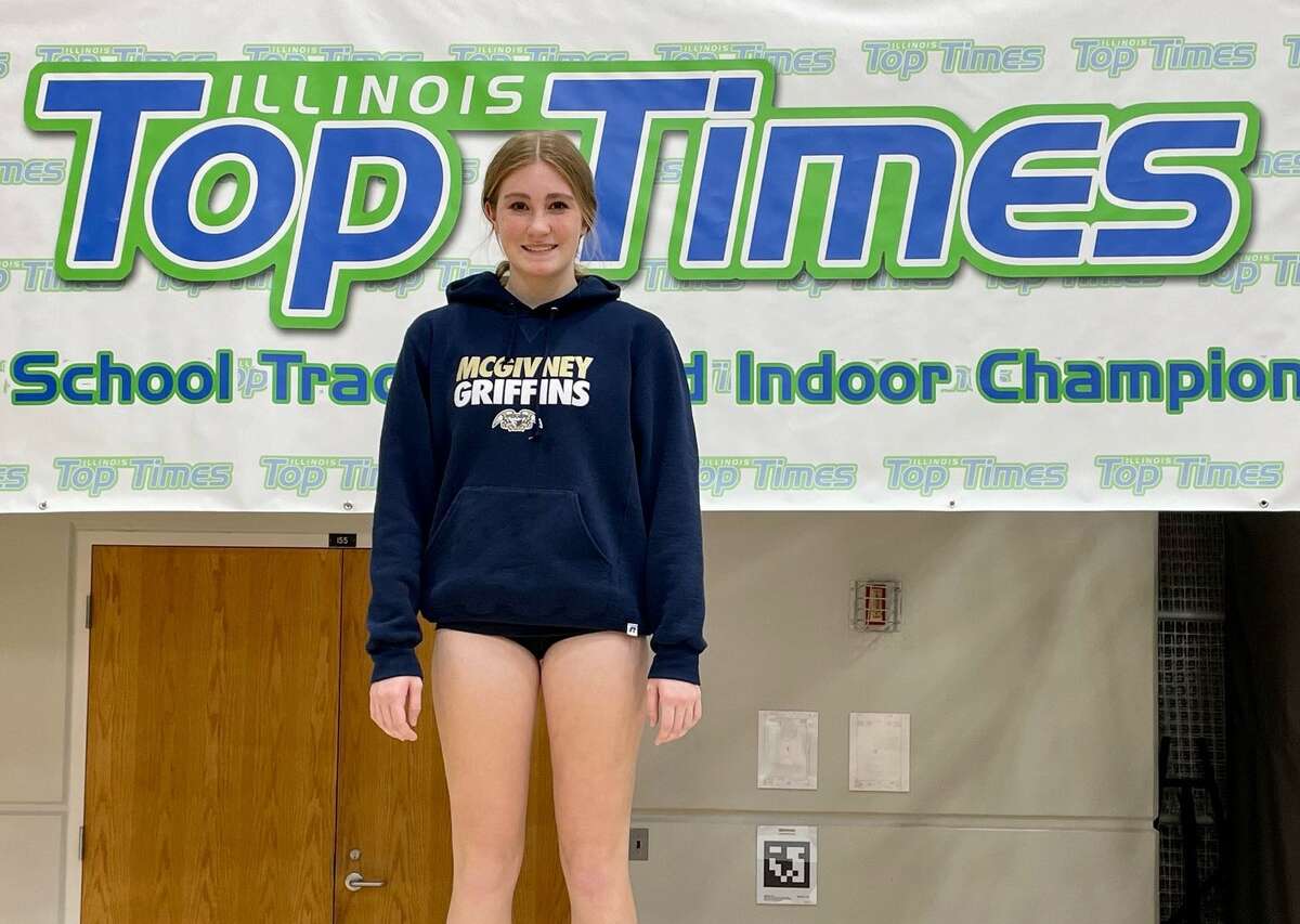 Father McGivney freshman Mia Range won the high jump at the Class 1A Illinois Top Times Indoor Championships on Friday in Bloomington.