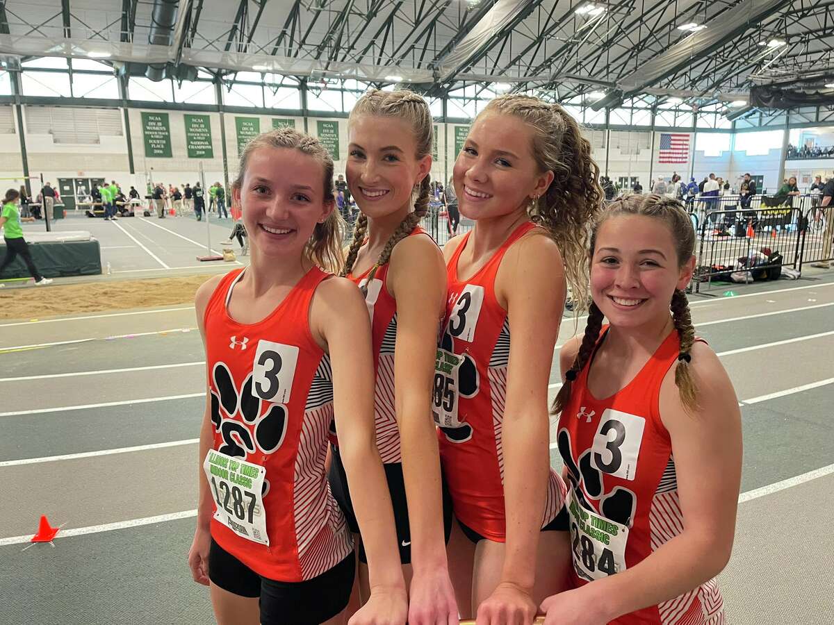 Edwardsville's 3,200-meter relay team of Emily Nuttall, Maya Lueking, Riley Knoyle and Olivia Coll set a school record in the event and finished in fourth at the Class 3A Illinois Top Times Indoor Championships.
