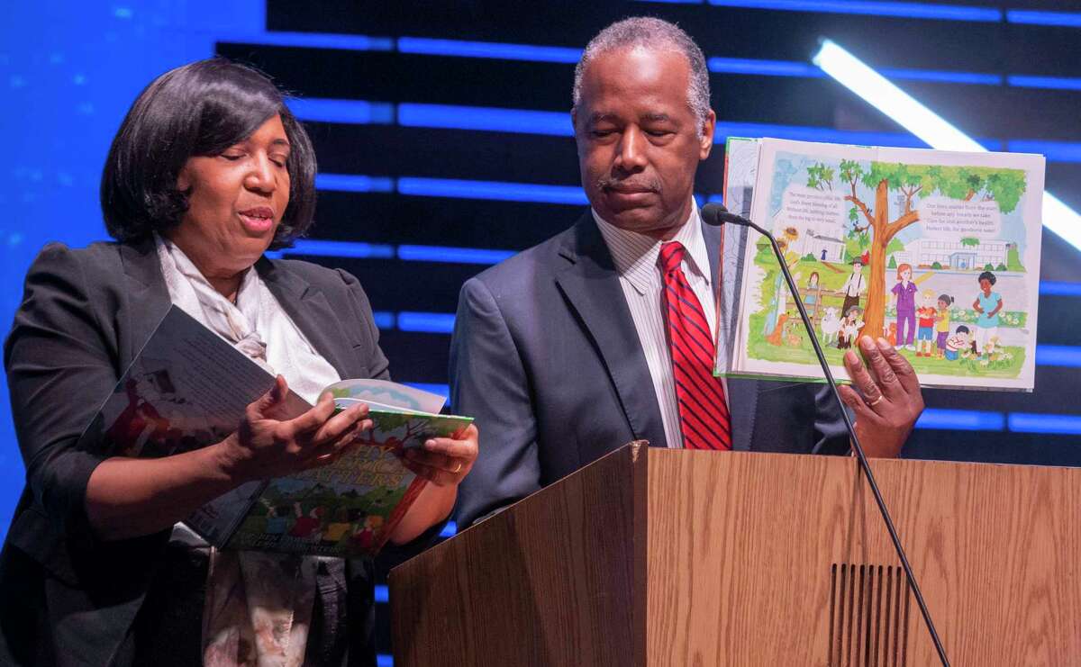 Dr. Ben and Candy Carson read their book "Why America Matters" 03/28/2022 to Midland Christian students during the all school chapel in the McGraw Event Center. Tim Fischer/Reporter-Telegram