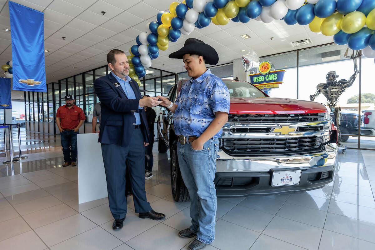 Chevy partnered with Bruce Lowrie, a Fort Worth dealership, to give Riley Leon a new Silverado after his was whipped around by a tornado in Elgin. 