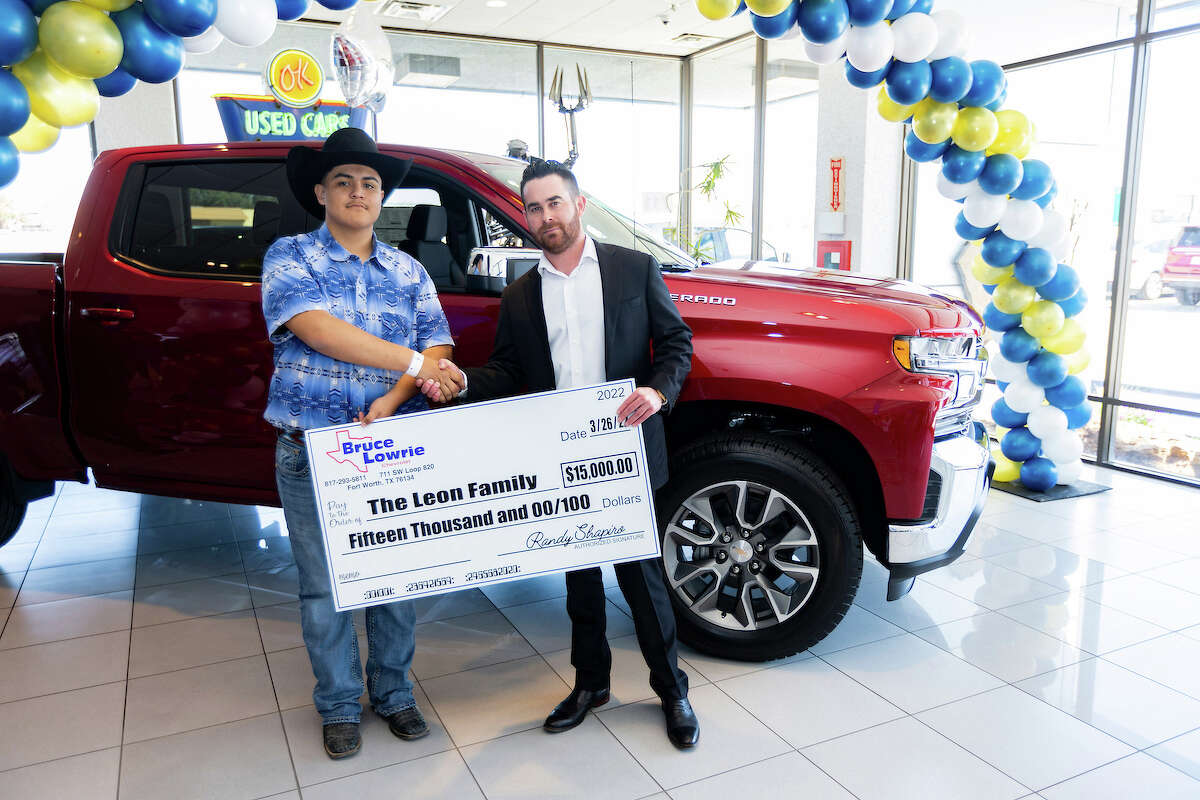 Chevy partnered with Bruce Lowrie, a Fort Worth dealership, to give Riley Leon a new Silverado after his was whipped around by a tornado in Elgin. 