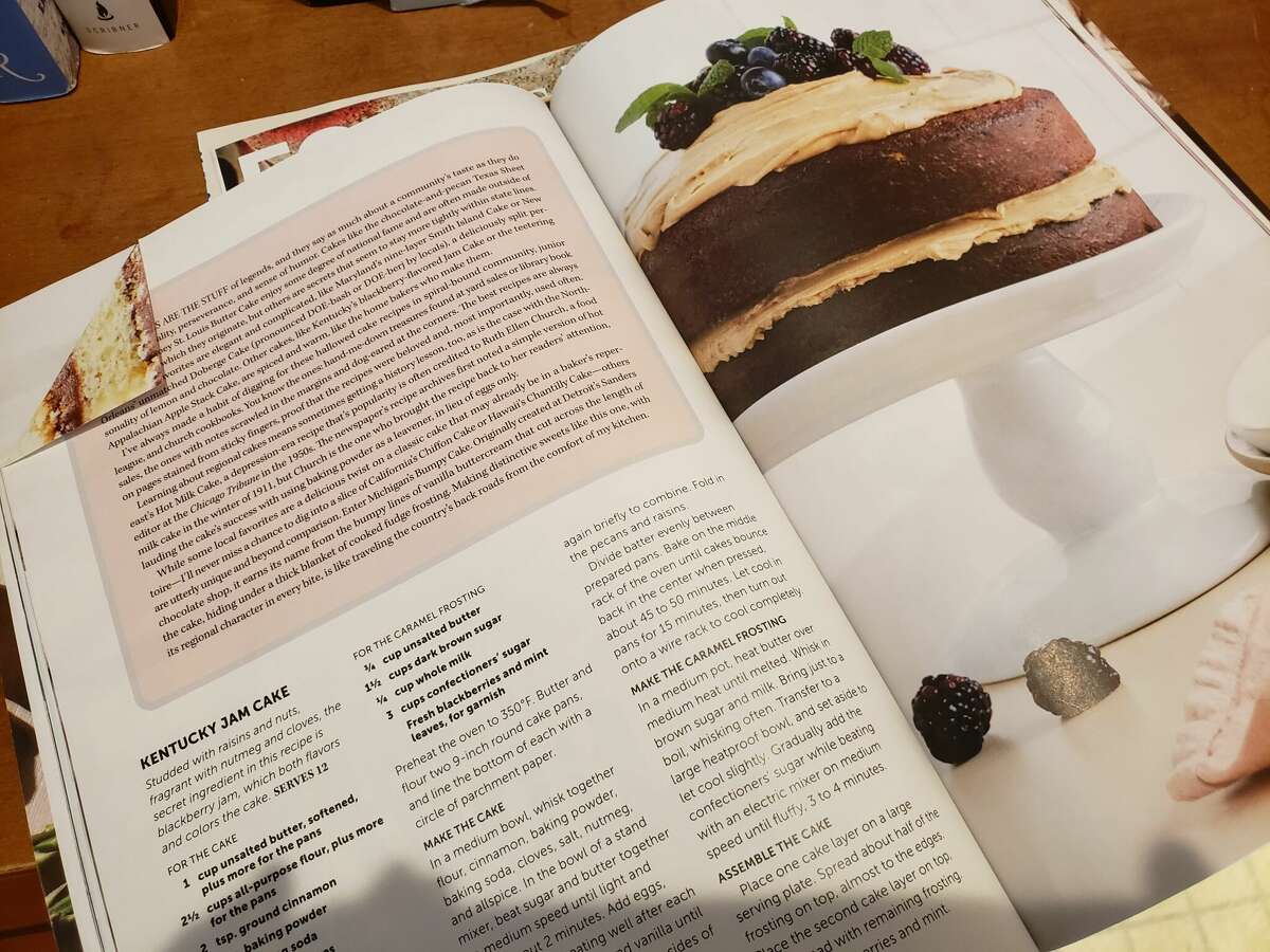 Pages like this one from Fine Cooking for Kentucky Jam Cake have dog-eared corners.