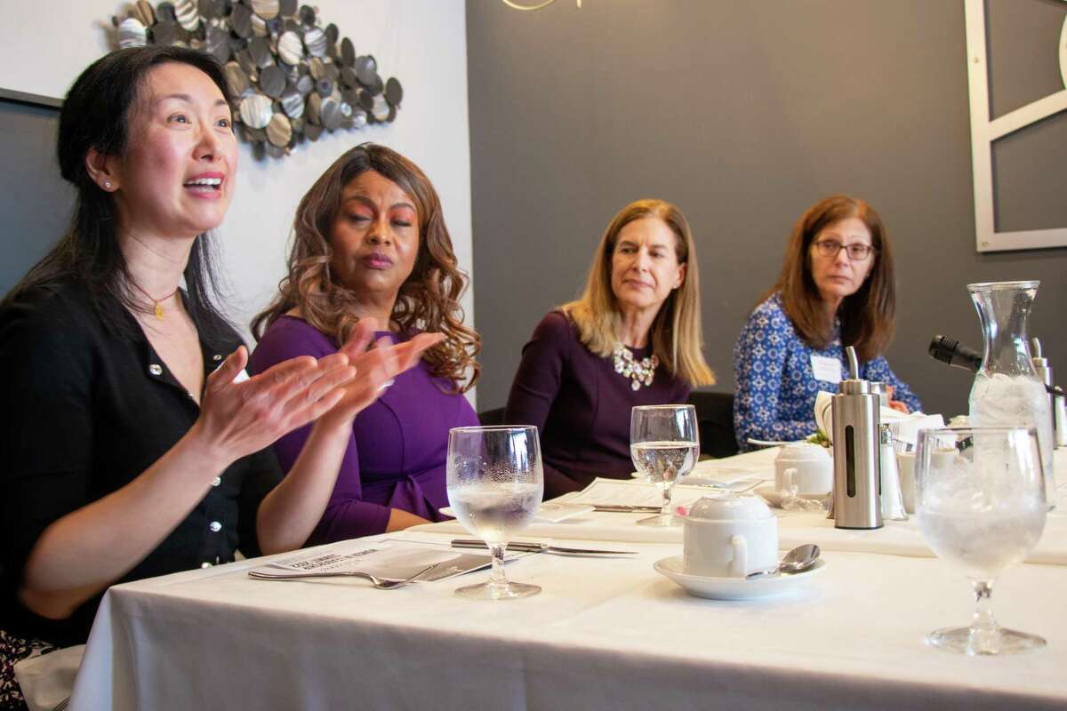 Shirley Chock (professional coach, speaker and award-winning journalist) fields a question during the Women in Leadership Summit March 25, 2022.