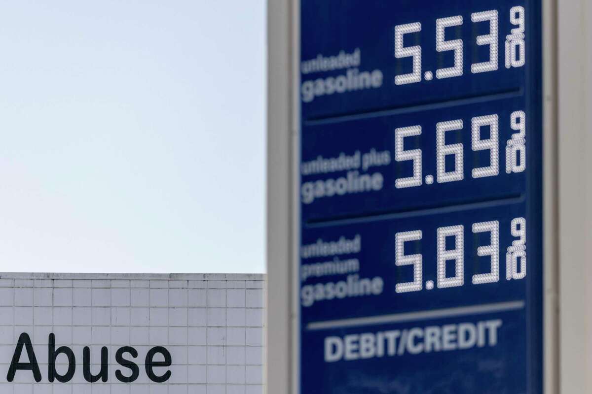 California gas prices rising again. Here’s why, how high they'll go. Gas prices are seen at a Acro gas station in San Francisco on March 18, 2022.