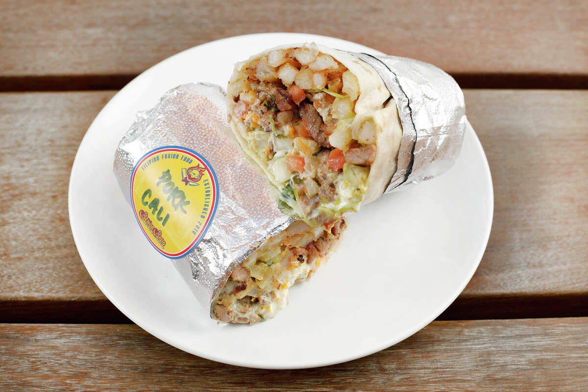 The California sisig burrito served at Señor Sisig.  During the pandemic, the popular Filipino fusion business reduced its fleet of six trucks to four as lunch crowds around San Francisco diminished. 