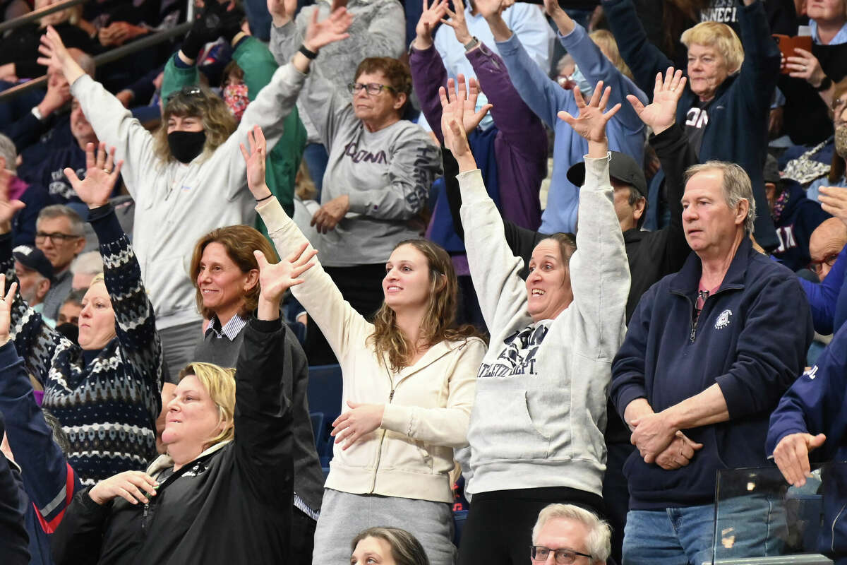 Fans gathered to watch as the UConn women’s basketball team played North Carolina State University Wolfpack in the Elite Eight tournament on Monday, March 28, 2022. The game was part of the NCAA tournament’s Bridgeport Regional played at Bridgeport’s Total Mortgage Center Arena. Were you SEEN?