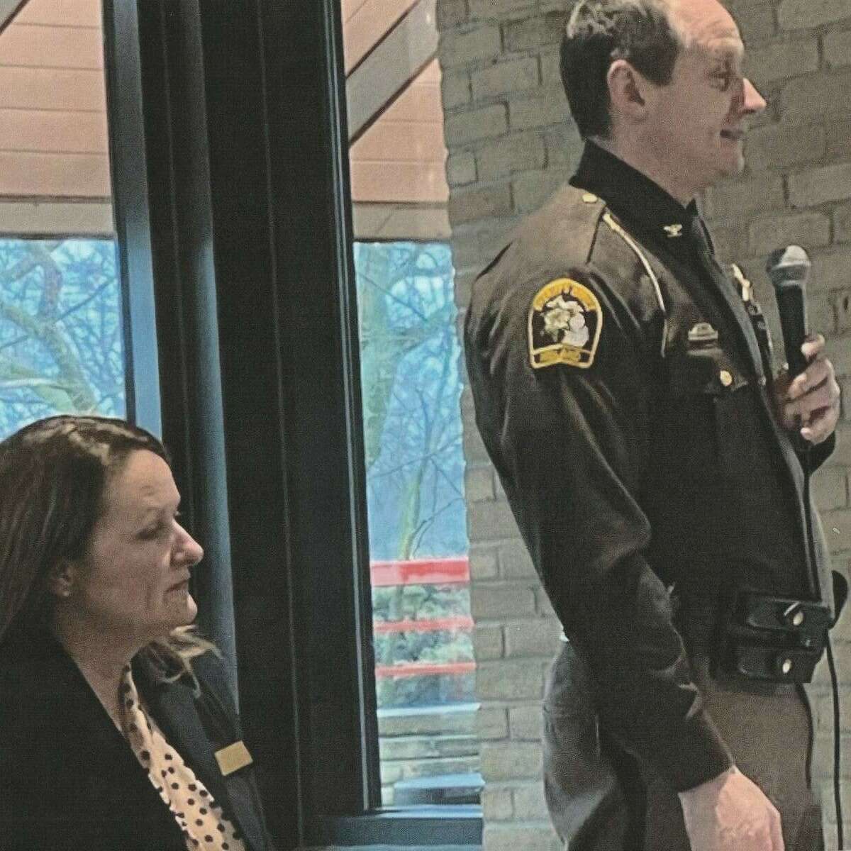 Midland County Sheriff Myron Greene and Midland Police Chief Nicole Ford discussed the challenges they face as law enforcement officers with residents Wednesday, March 23 at Riverside Place as they celebrated Law Day.