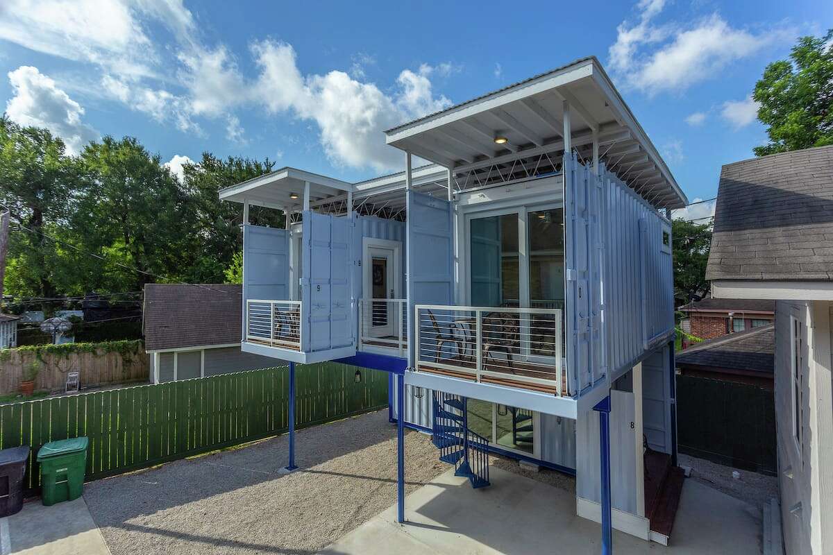 This shipping container home is located minutes away from Downtown Houston. 