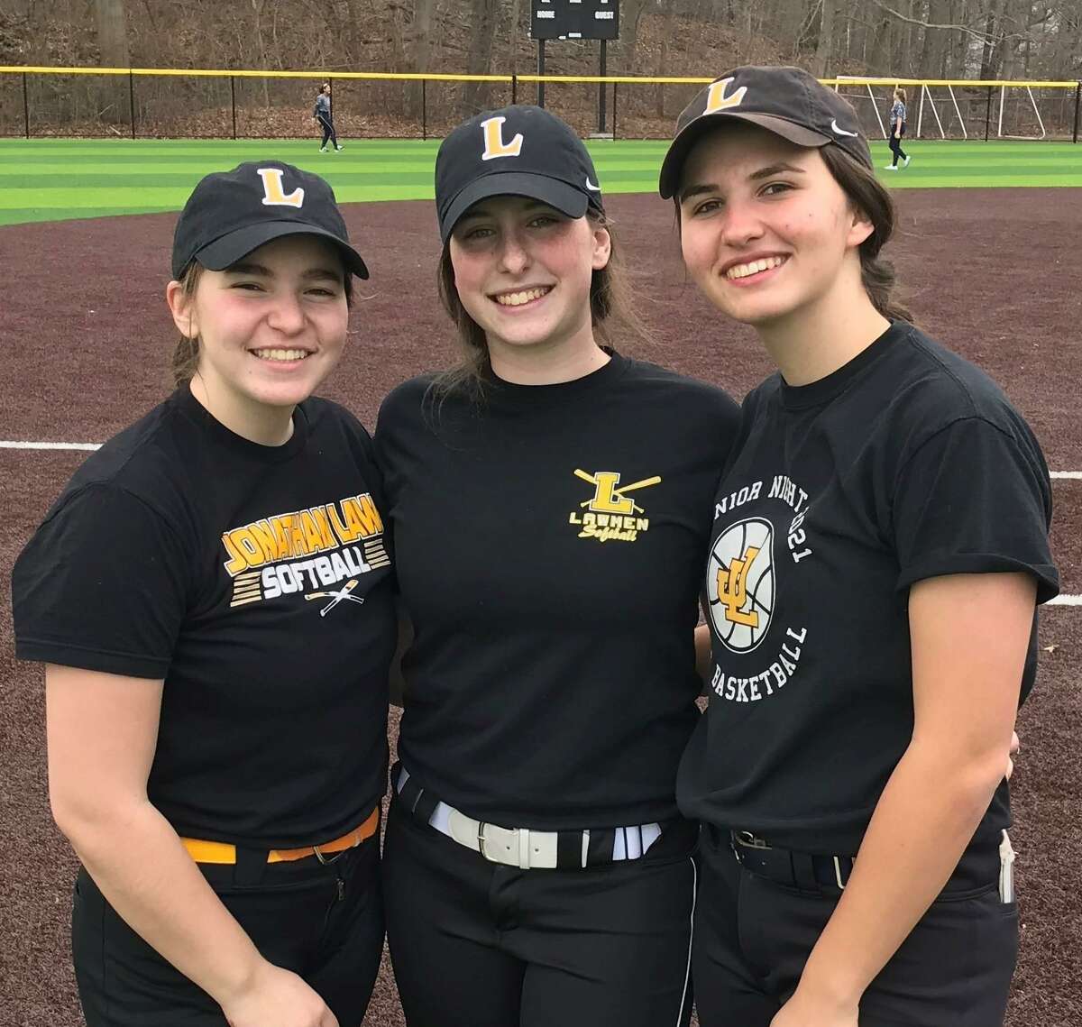 Jonathan Law’s Michaela Sullivan (outfield), Grace Kantor (outfield) and Nicolina Salanto (catcher) are team captains.