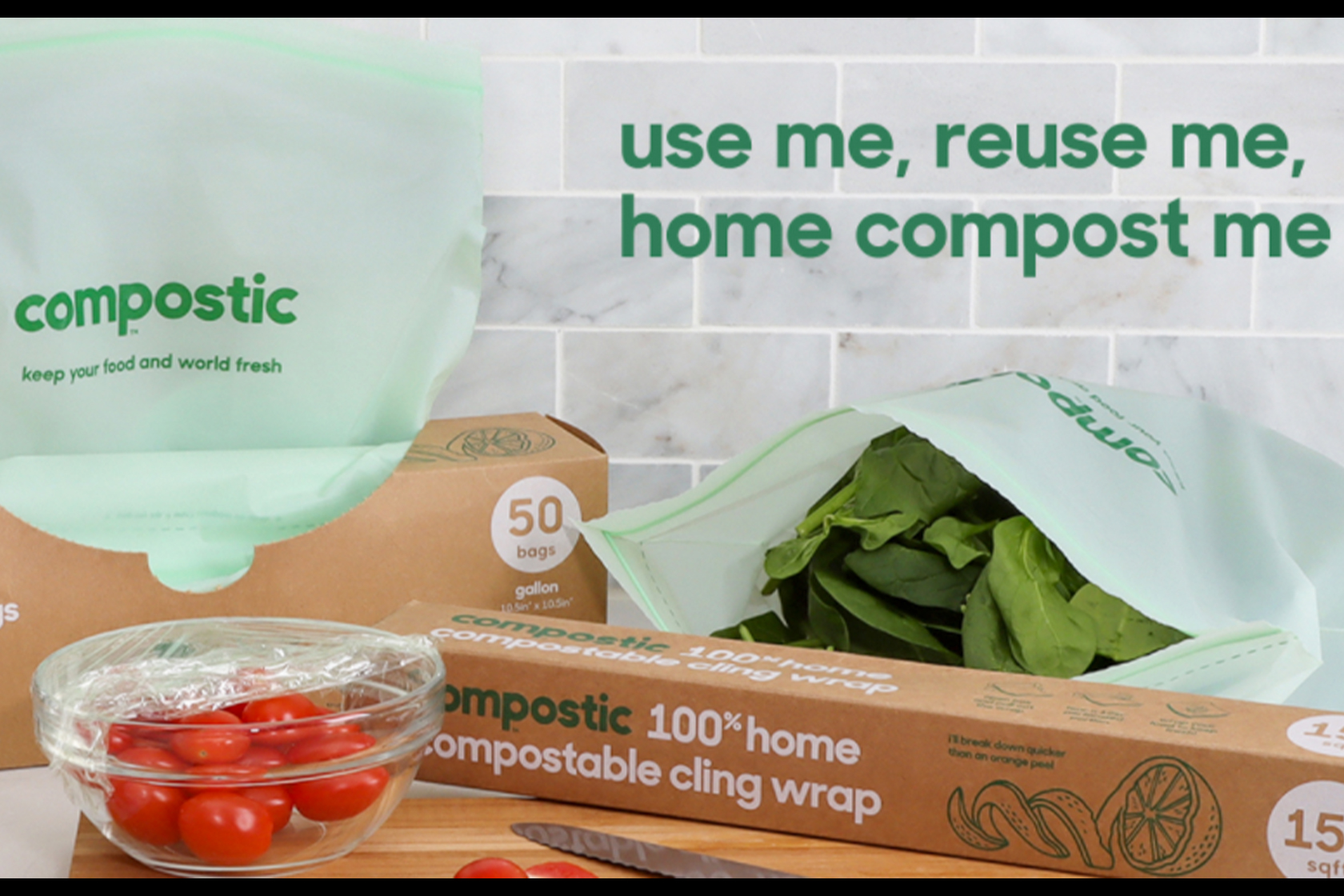 Compostic Compostable Cling Wrap 150 Square Feet, 150 SQFT