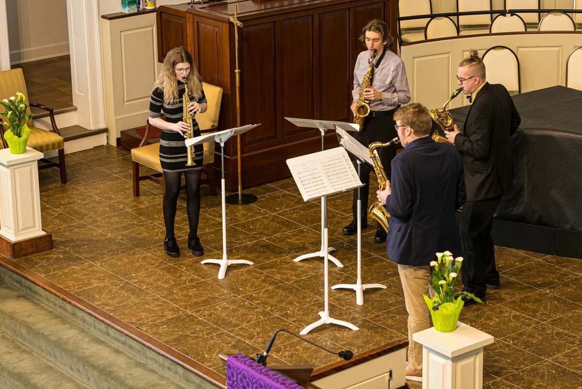 The Lotus Saxophone Quartet from Central Michigan University presented played on March 25 at Memorial Presbyterian Church’s fourth Lenten concert.