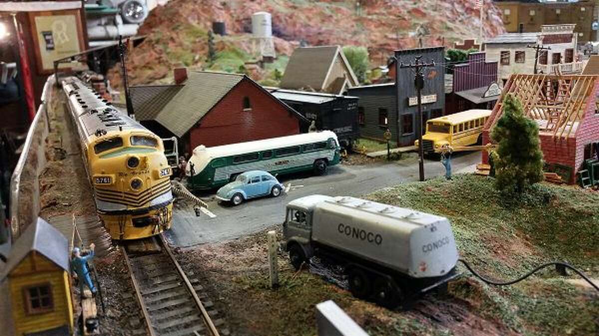 The Rio Grande chugs along a track winding through a display modeled after the coal town of Oak Creek, Colorado, on display at the Peters Railroad Museum in Wallingford. Owner and curator David Peters is a retired railroad machinist and began collecting railroad memorabilia in 1961.