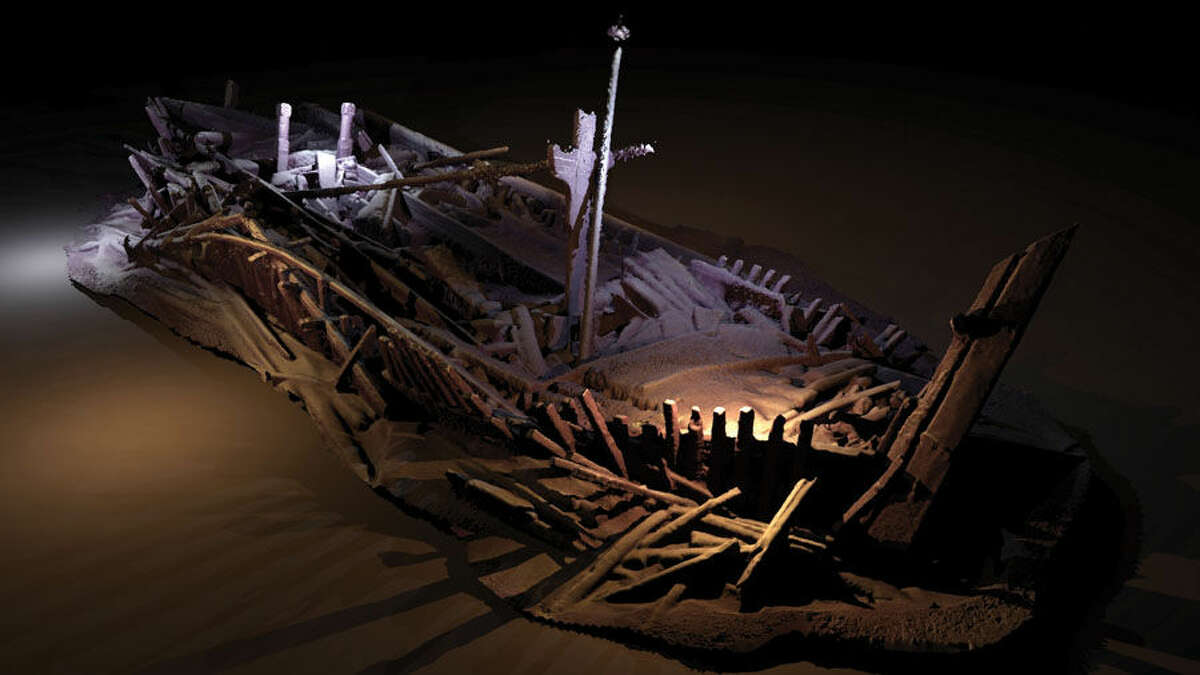 3-D image of a shipwreck discovered by UConn professor Kroum Batchvarov, below, and the Black Sea Maritime Archaeology Project. 