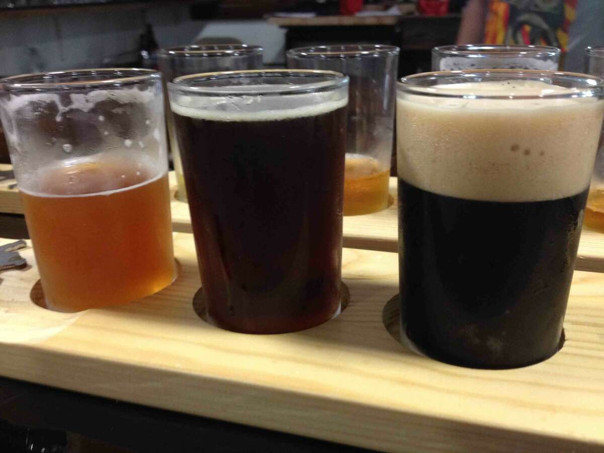 A flight of beer from Black Hog Brewery