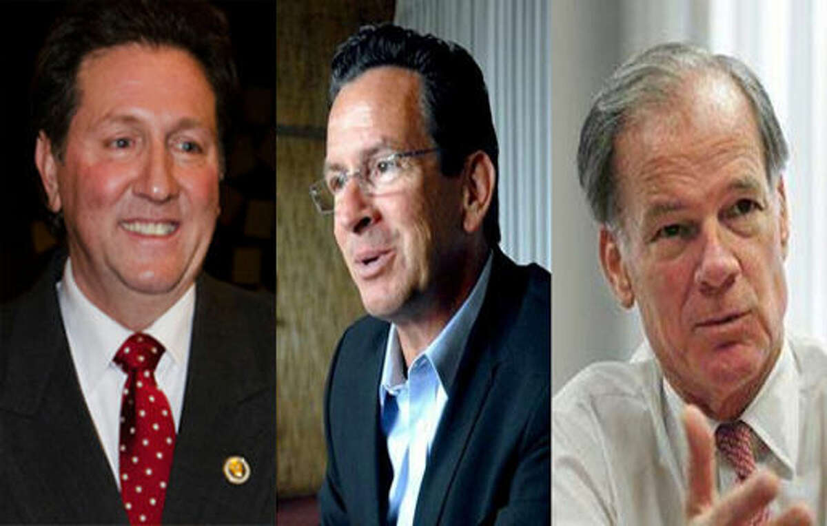 Candidates Joe Visconti, Gov. Dannel P. Malloy and Tom Foley