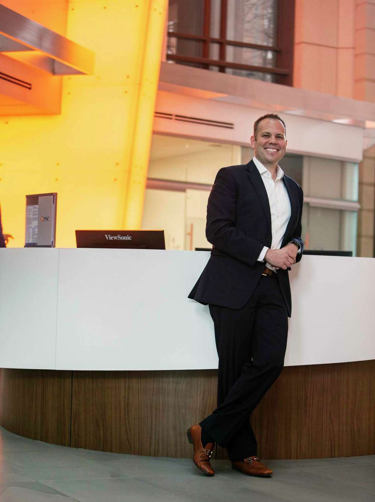 Chris Sherman, regional president of PNC, poses Monday, March 21, 2022 in the PNC offices in the Weston Centre in downtown San Antonio. PNC recently expanded into San Antonio with an acquisition of BBVA.