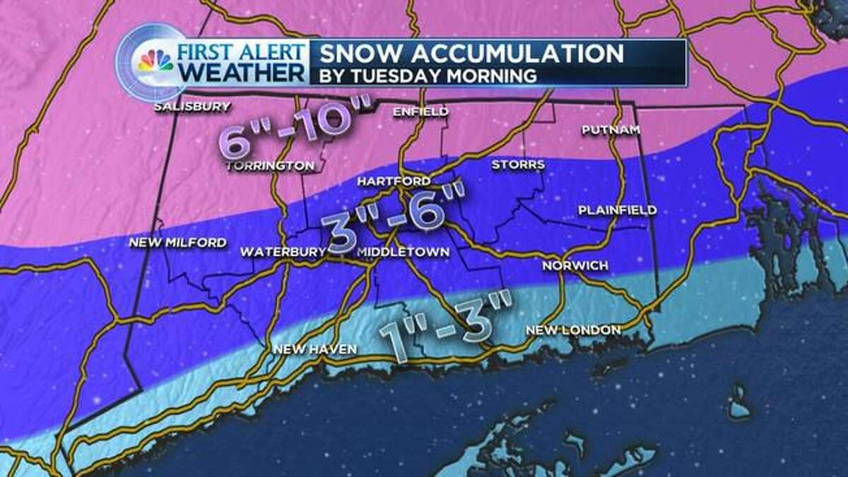 The snow total map NBC Connecticut meteorologist Ryan Hanrahan tweeted late Friday afternoon.