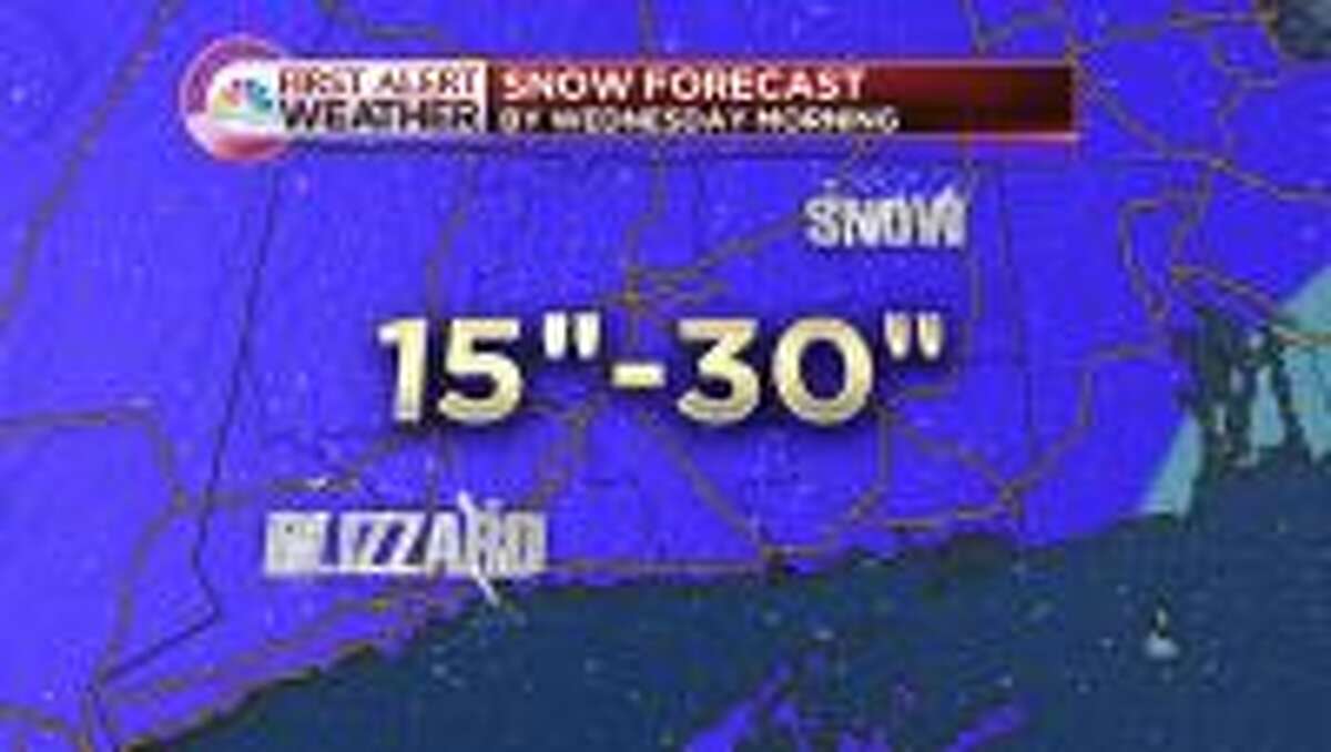 A screen shot of the NBC Connecticut forecast from Ryan Hanrahan's Twitter feed.