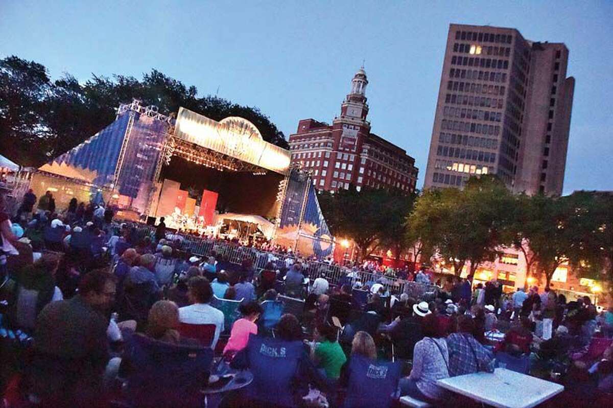 Grammy award winner Lucinda Williams performs in front of thousands of concert-goers at the International Festival of Arts & Ideas on the New Haven Green in 2015.