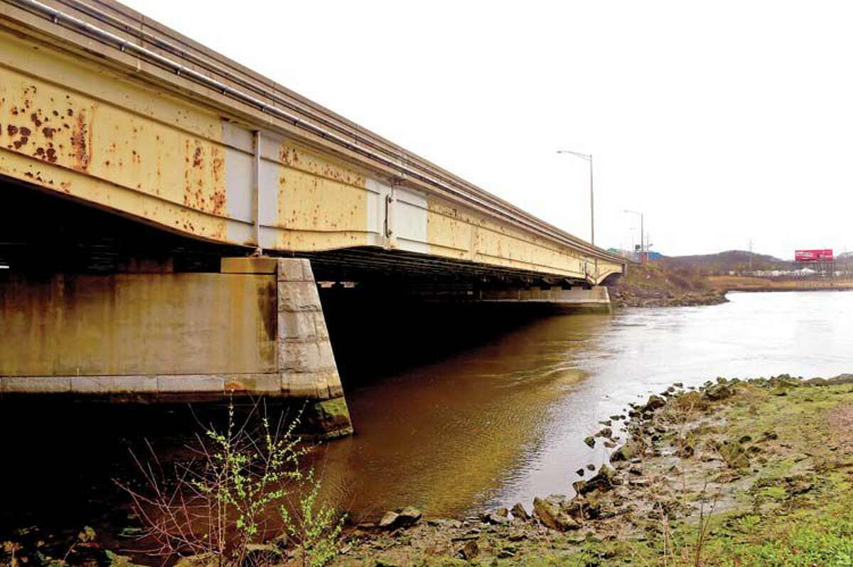 The I-91 bridge by North Front Street and the Quinnipiac River near Bailey Street and Middletown Avenue in New Haven, one of the state’s most-traveled structurally deficient bridges.