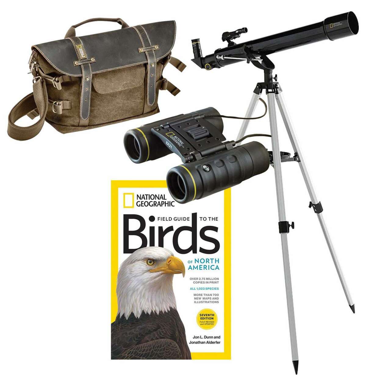 National Geographic Field Guide to the Birds of North America, 7th Edition Best-selling North American bird field guide is the most up-to-date guide on the market. Perfect for beginning to advanced birders. The only book organized to match the latest American Ornithologists' Union taxonomy. With more than 2.75 million copies in print, this perennial bestseller is the most frequently updated of all North American bird field guides. Filled with hand-painted illustrations from top nature artists, this latest edition is poised to become an instant must-have for every serious birder in the United States and Canada. The 7th edition includes 37 new species for a total of 1,023 species. Sixteen new pages allow for 250 fresh illustrations, 80 new maps, and 350 map revisions. With taxonomy updated to recent significant scientific rearrangement, the addition of standardized banding codes, and text completely vetted by birding experts, this new edition will stand at the top of the list of birding field guides for years to come. $29.95, National Geographic Books, natgeostore.com National Geographic Africa Midi Satchel Attractive, rugged, and designed especially for National Geographic explorers, this camera bag is durable enough for the most demanding photographer. Carry and protect your DSLR camera or camcorder in a convenient, removable padded insert. Made of water-repellent cotton and coated with polyurethane, this bag can accommodate a netbook computer with a screen of up to 9 inches. The easy-access pockets for accessories and a halfway modular divider let you can customize the satchel to best suit your individual adventuring needs. The bag includes a handle and thick shoulder straps for dual carrying options, and a bright ochre-colored lining. $139, National Geographic, natgeostore.com National Geographic 8 x 21...