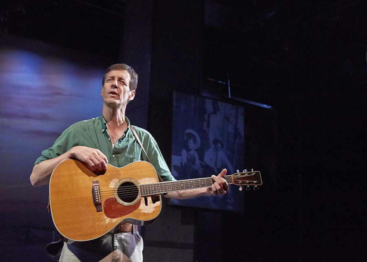 David Lutken, seen here performing as Woody Guthrie, will play another American icon, Will Rogers, at the Goodspeed Opera House.