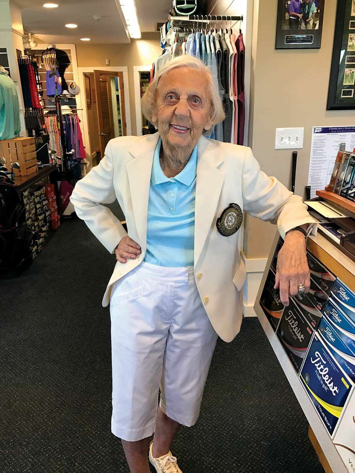 Roseann Nygard in the Pine Orchard Yacht and Country Club pro shop in Branford.