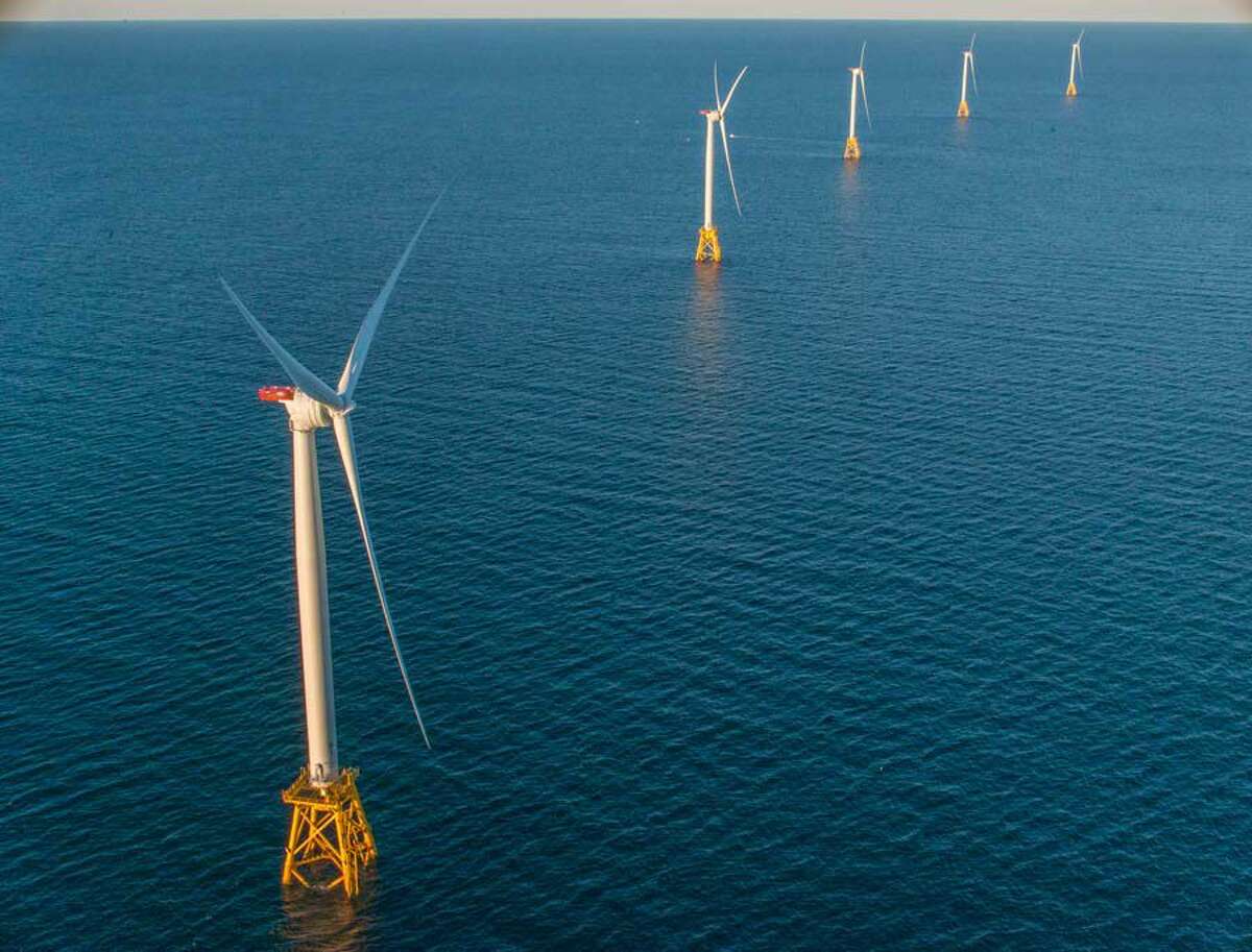 The five turbines of the Block Island Wind Farm produce 30 megawatts of power annually. Northeastern coastal states, including Connecticut, have plans to expand wind energy production greatly in the coming years.